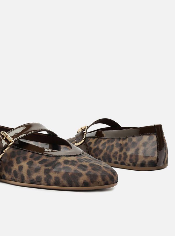 Sapatilha Boneca Animal Print Tela Fivela