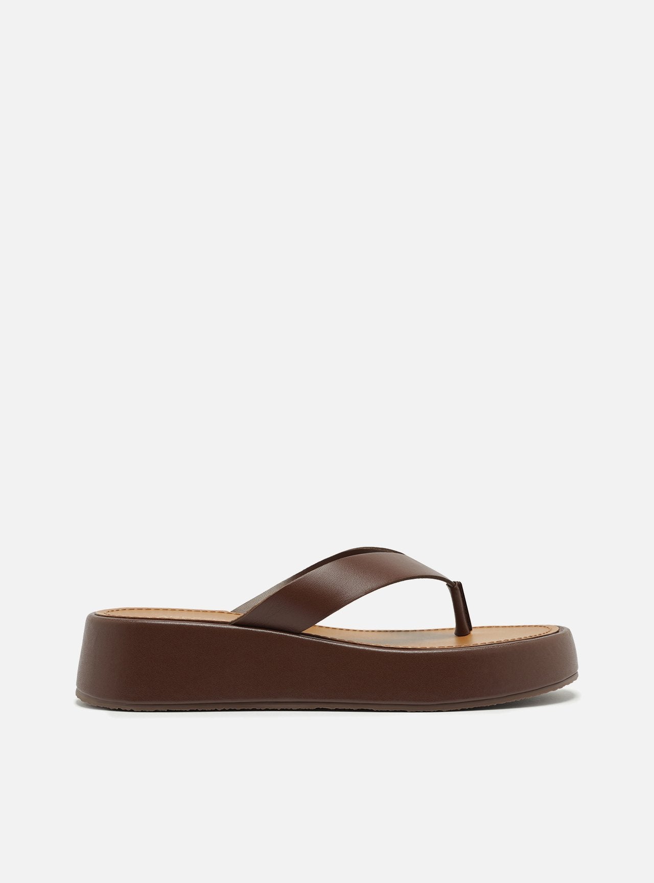 Tamanco Marrom Couro Flatform Thong