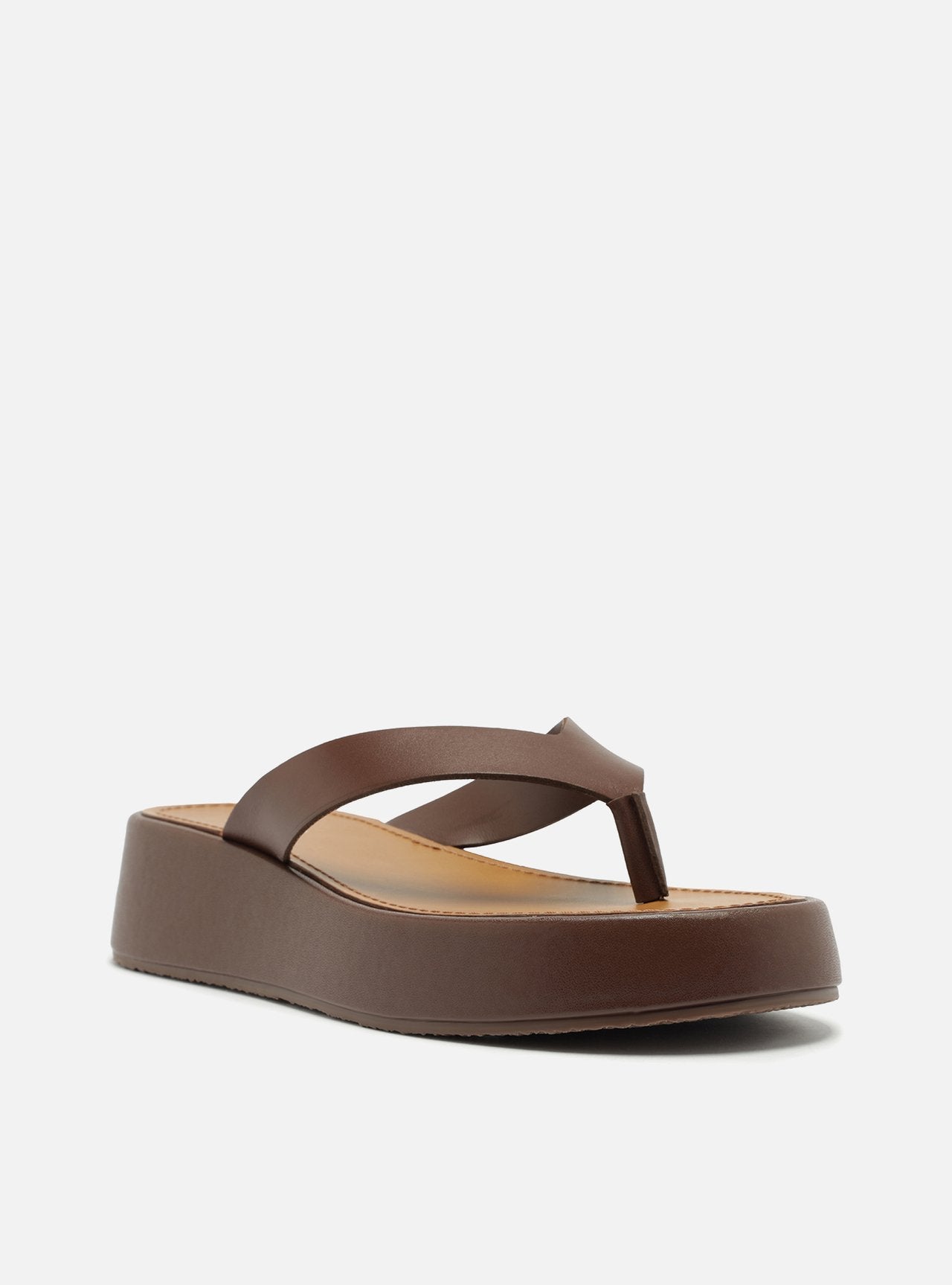 Tamanco Marrom Couro Flatform Thong