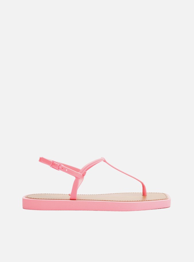 Sandália Rasteira Rosa Slim Square Brizza